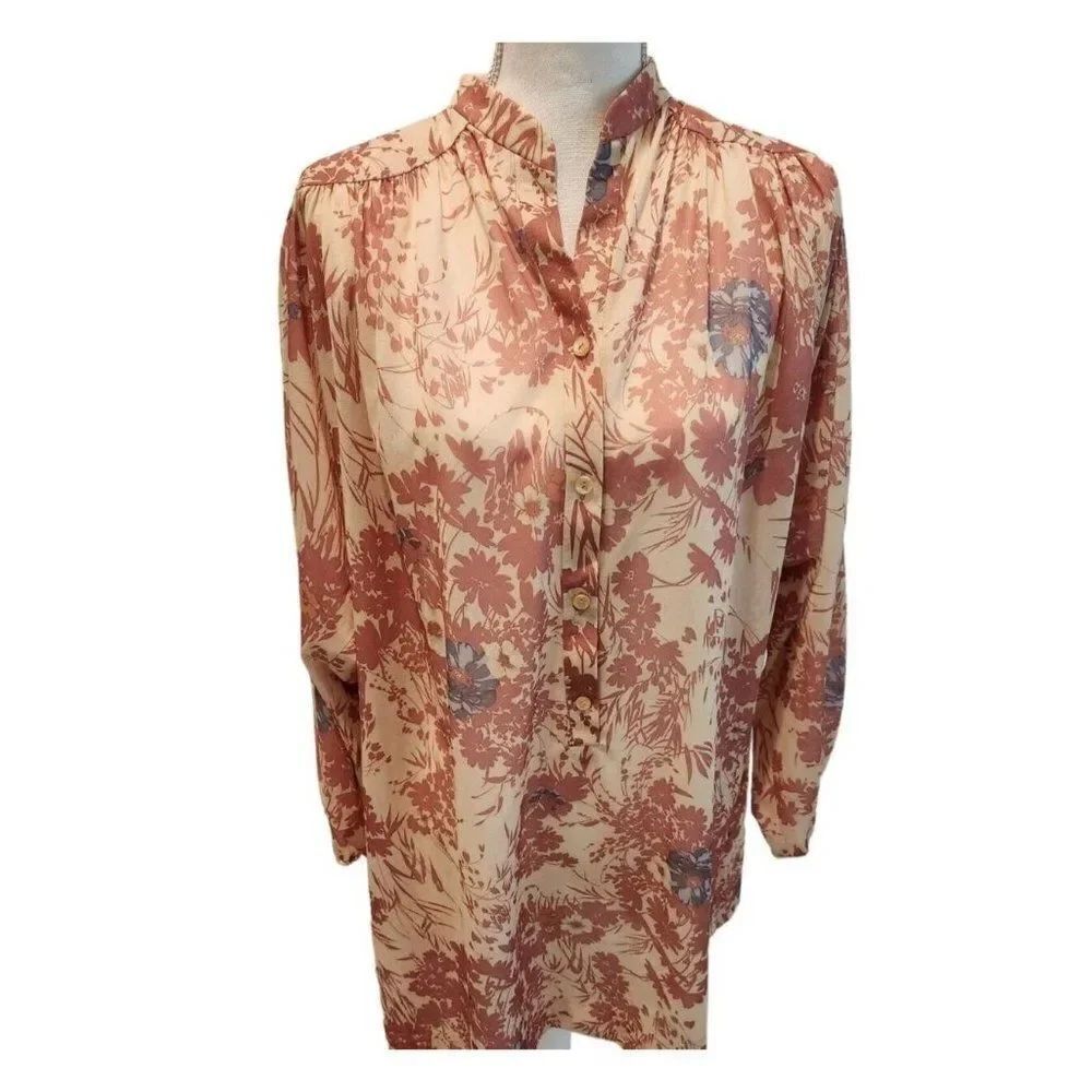 Willi of California Vintage 70s's Pink Floral Long Sleeve Shirt Size XXL